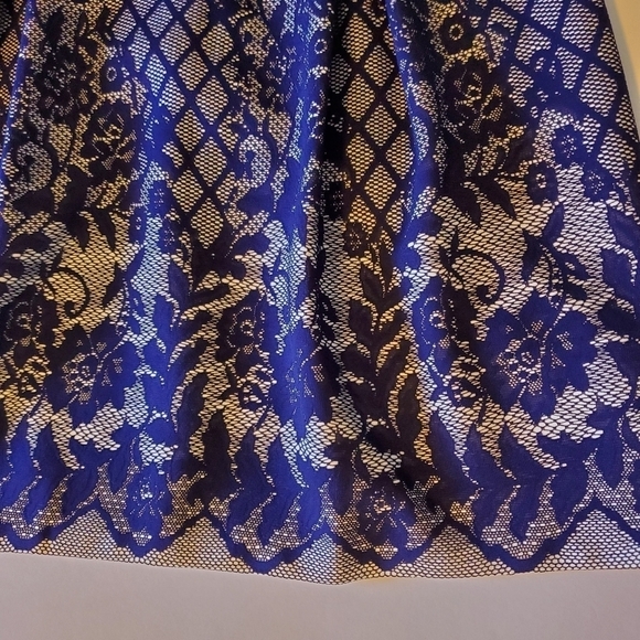 NWOT J Howard Sleevless White Dress with Blue Lace Overlay Sz16 - Picture 17 of 17